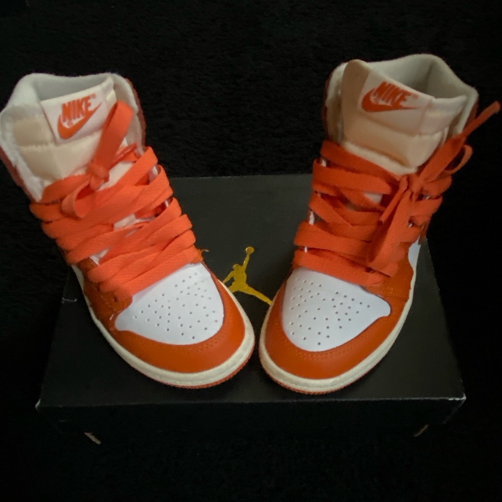 Jordan Kids' Orange and White High-Top Sneakers